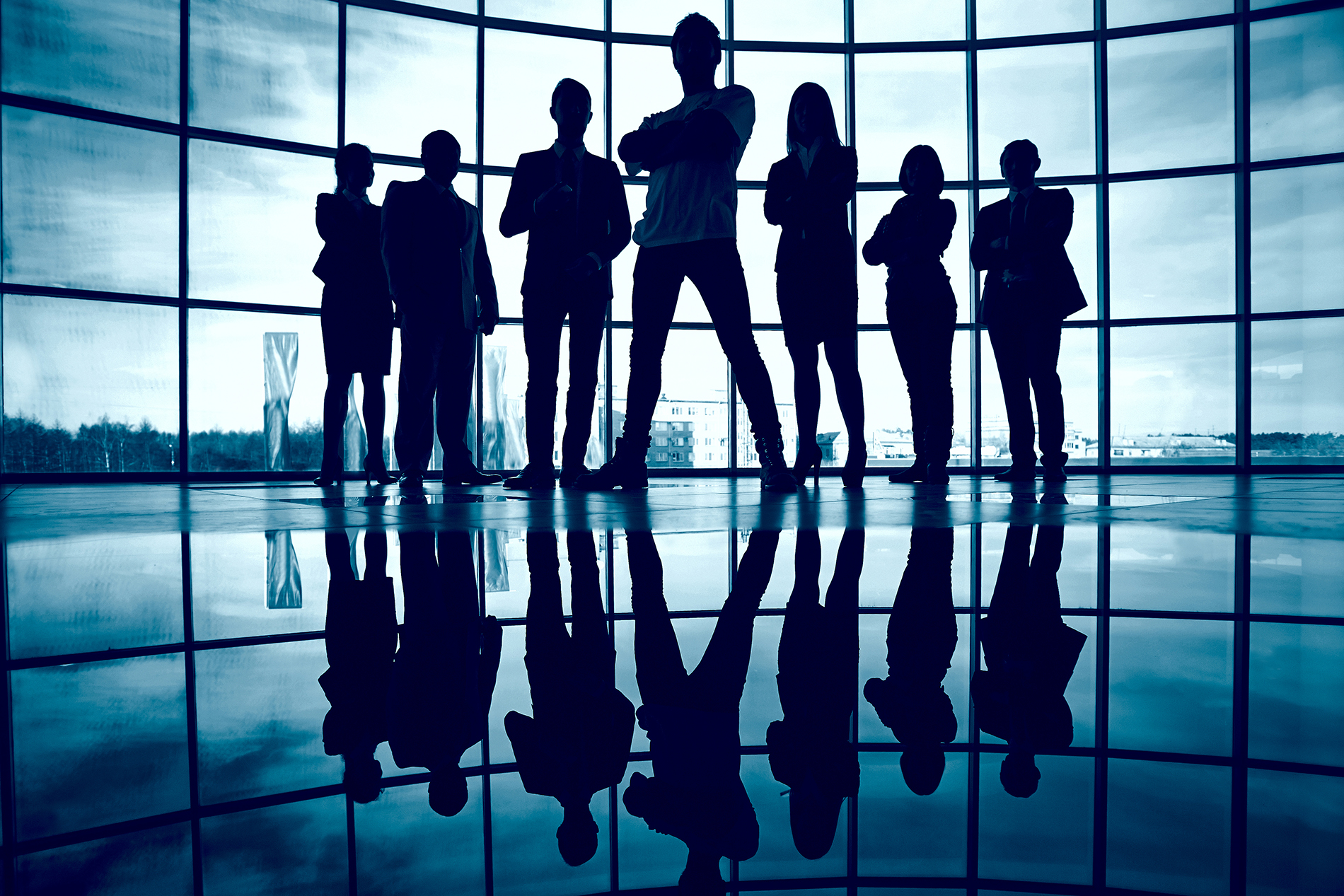 silhouette confident businesspeople